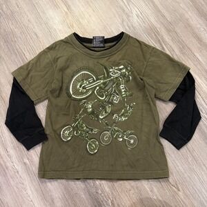 Top Heavy Kids 5/6 2000s Y2K Dirt Bike Layered Long Sleeve‎ Shirt